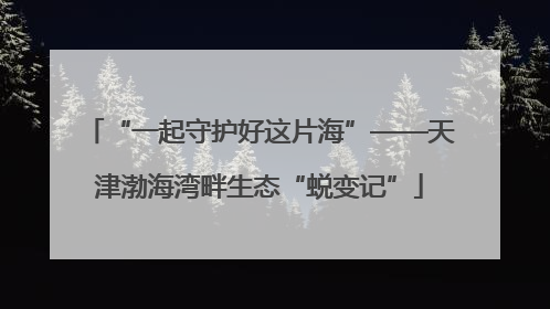 “一起守护好这片海”——天津渤海湾畔生态“蜕变记”