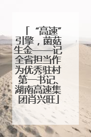 “高速”引擎，菌菇生金——记全省担当作为优秀驻村第一书记、湖南高速集团肖兴旺