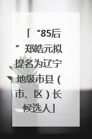 “85后”郑皓元拟提名为辽宁地级市县（市、区）长候选人