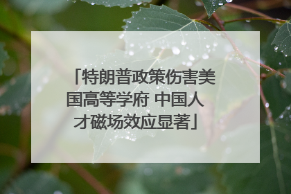 特朗普政策伤害美国高等学府 中国人才磁场效应显著