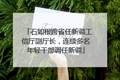 石如根跨省任新疆工信厅副厅长，连续多名年轻干部调任新疆