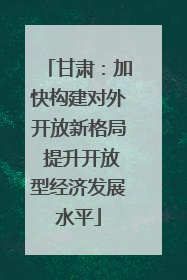 甘肃：加快构建对外开放新格局 提升开放型经济发展水平
