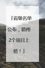 省级名单公布，德州2个项目上榜！