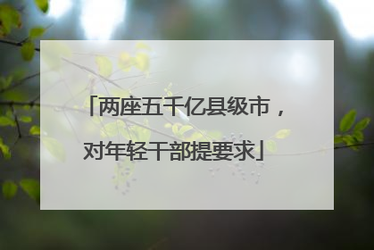 两座五千亿县级市，对年轻干部提要求