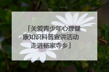 关爱青少年心理健康知识科普宣讲活动走进杨家寺乡