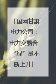 国网甘肃电力公司：电力交易含“绿”量不断上升