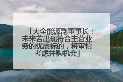 大全能源副董事长：未来若出现符合主营业务的优质标的，将审慎考虑并购机会