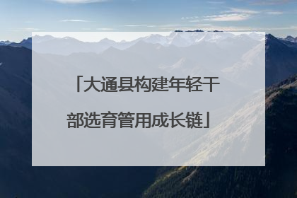 大通县构建年轻干部选育管用成长链