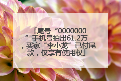 尾号“0000000”手机号拍出61.2万，买家“李小龙”已付尾款，仅享有使用权