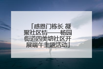 感恩门栋长 凝聚社区情——杨园街道四美塘社区开展端午主题活动