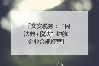 文安税务：“民法典+税法”护航企业合规经营