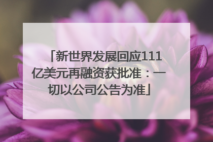 新世界发展回应111亿美元再融资获批准：一切以公司公告为准
