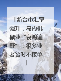 新台币汇率强升，岛内机械业“哀鸿遍野”：很多业者暂时不接单