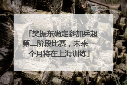 樊振东确定参加乒超第二阶段比赛，未来一个月将在上海训练