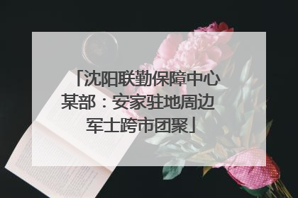 沈阳联勤保障中心某部：安家驻地周边 军士跨市团聚