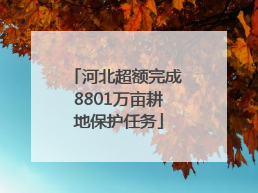 河北超额完成8801万亩耕地保护任务