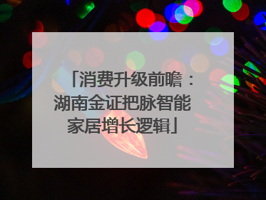 消费升级前瞻：湖南金证把脉智能家居增长逻辑
