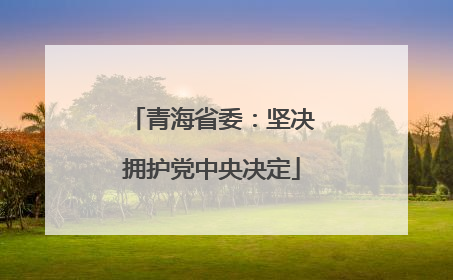 青海省委：坚决拥护党中央决定