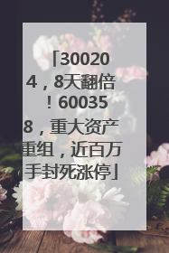 300204，8天翻倍！600358，重大资产重组，近百万手封死涨停