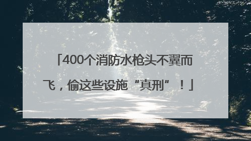 400个消防水枪头不翼而飞，偷这些设施“真刑”！