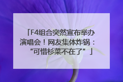 F4组合突然宣布举办演唱会！网友集体炸锅：“可惜杉菜不在了”